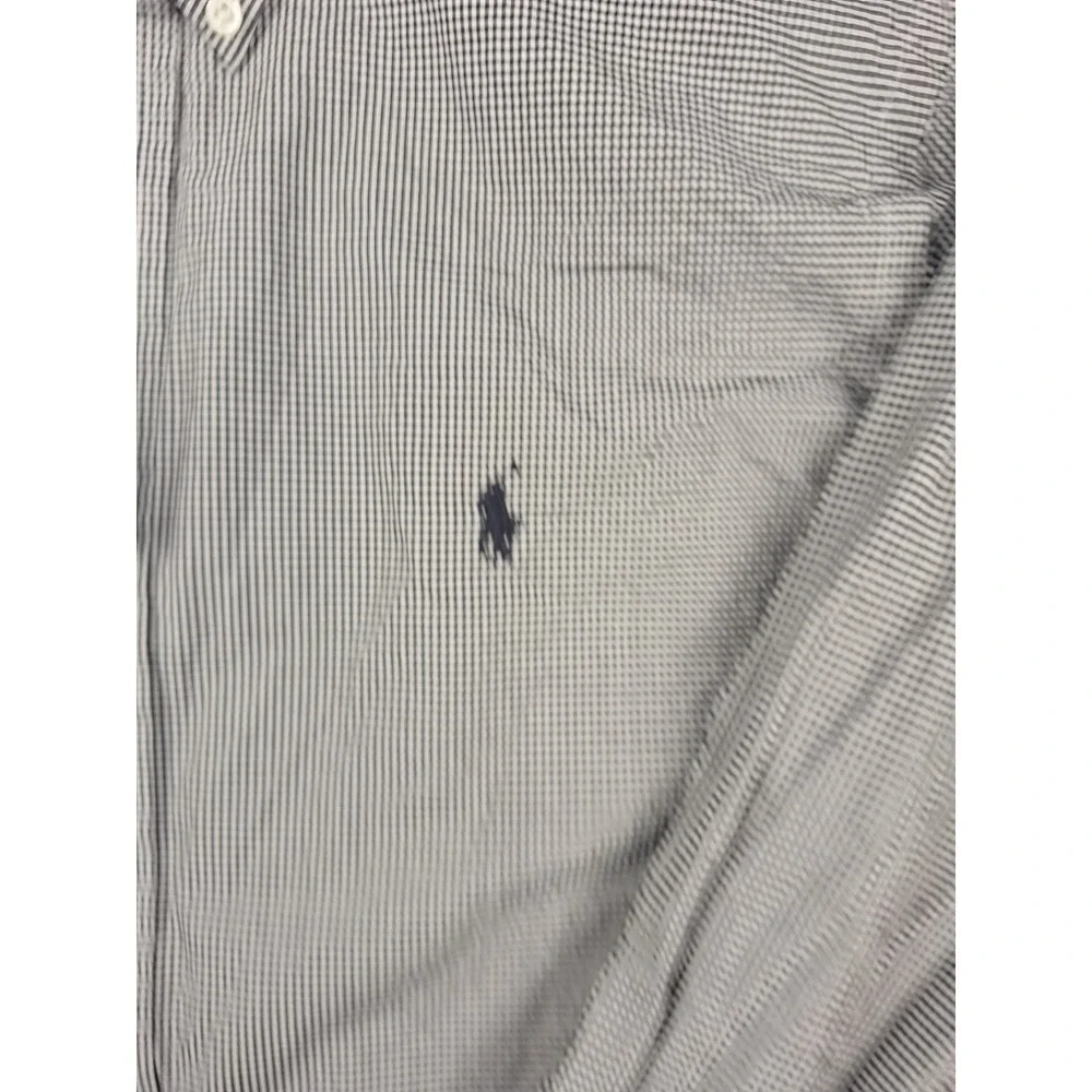 Polo Ralph Lauren Button Front Large Shirt‎ Black White Gingham Check Preppy